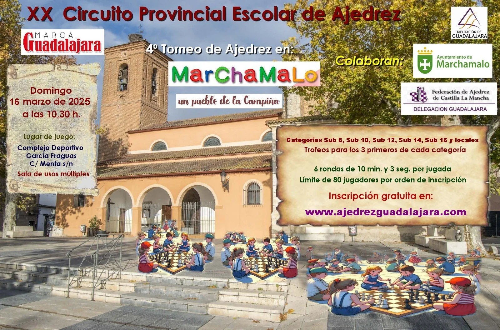 El 25 de Enero arranca el circuito provincial de Ajedrez Escolar 2026 en Marchamalo