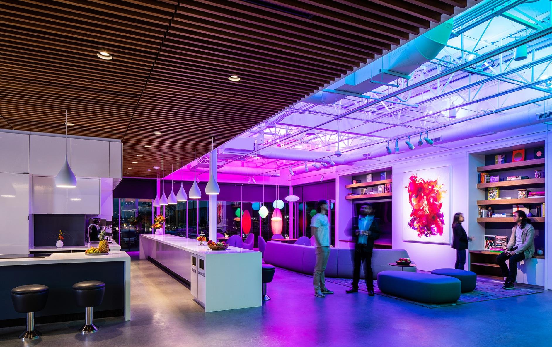 Ketra lighting system providing tunable white illumination in modern office