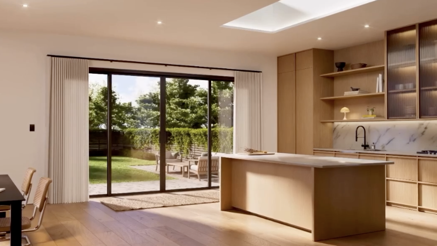 Palladiom Drapery motorised curtain rail installed in contemporary living room