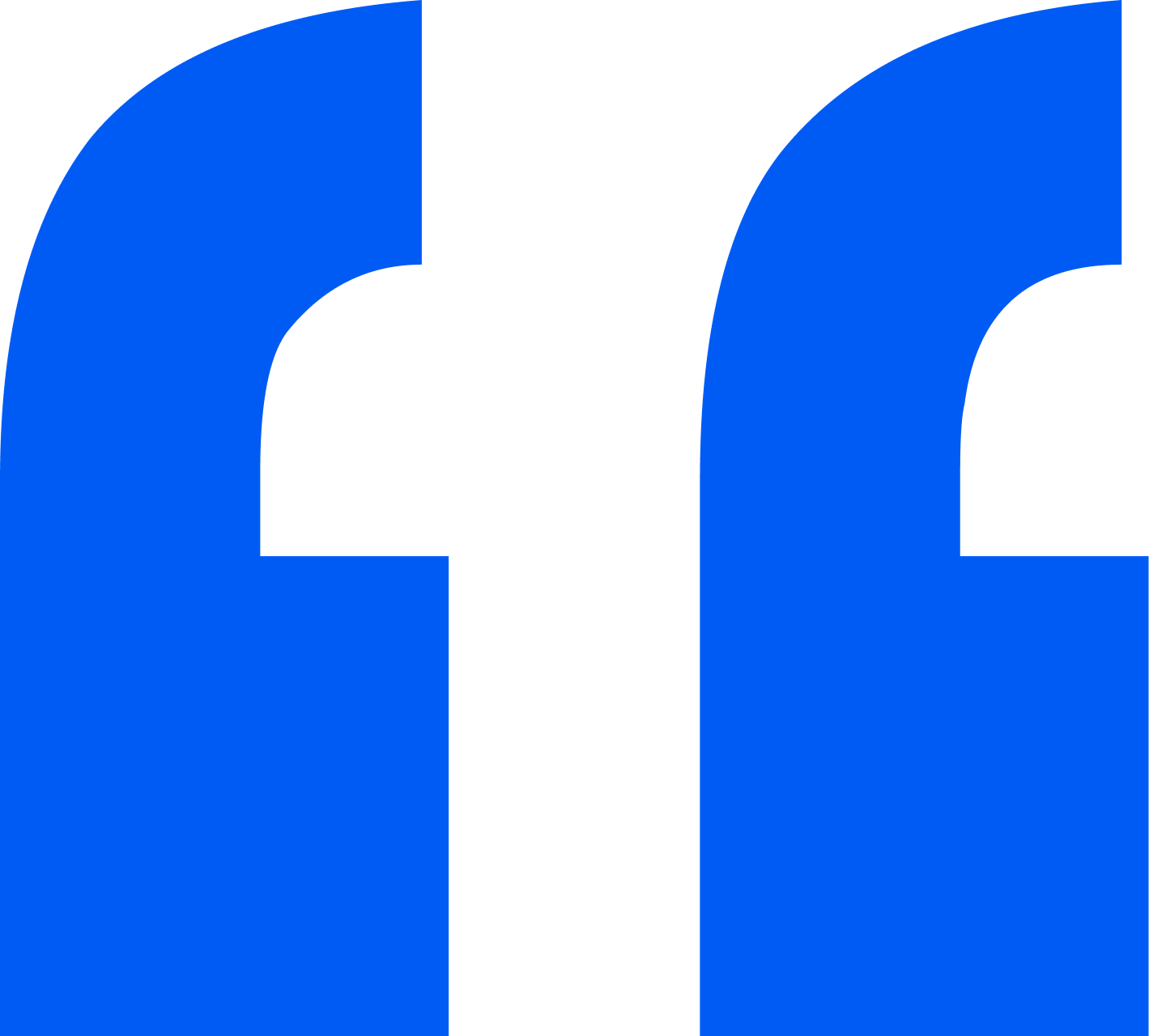 Large blue opening quotation mark symbol on a transparent background.