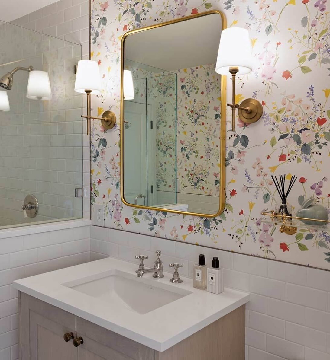 This spring floral wallpaper adds instant charm without overwhelming the space. 

#spring #wallpaperaccentwall #interiordesign