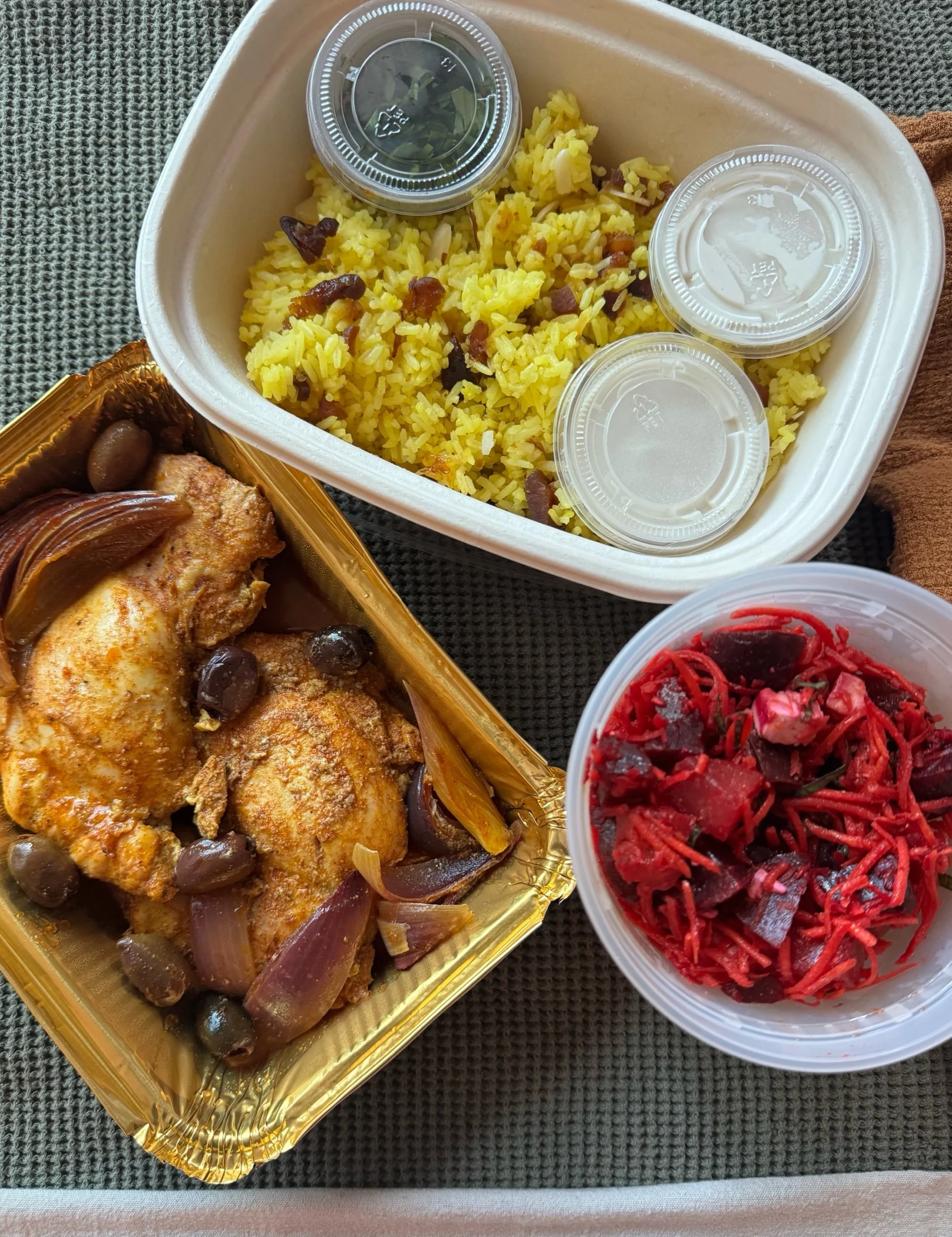Tuesday, November 4th - Moroccan Chicken with Saffron Rice and Beet Salad - Serves 2