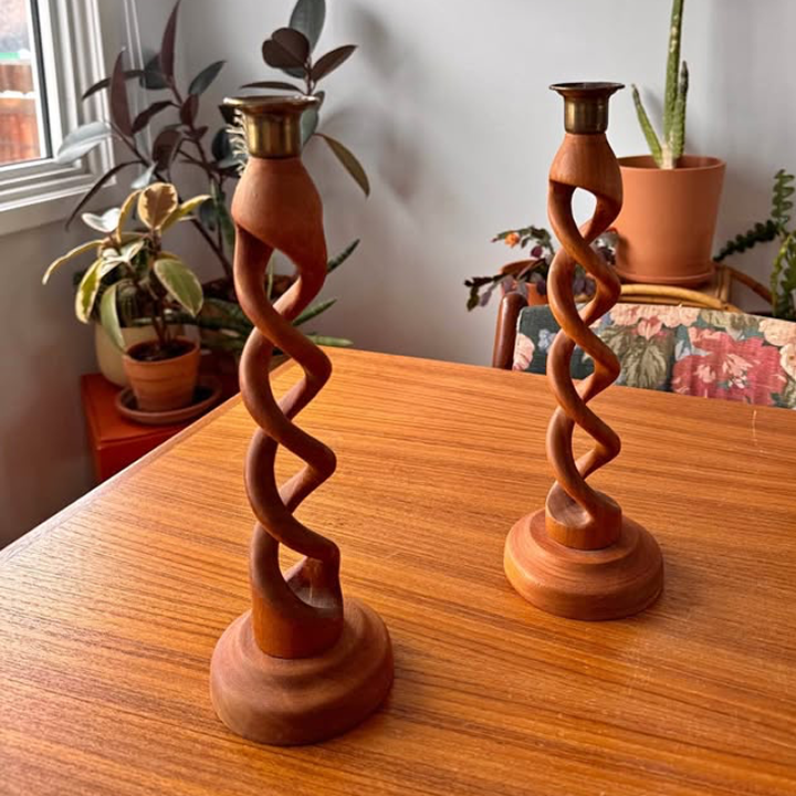 Teak Candlestick Holder