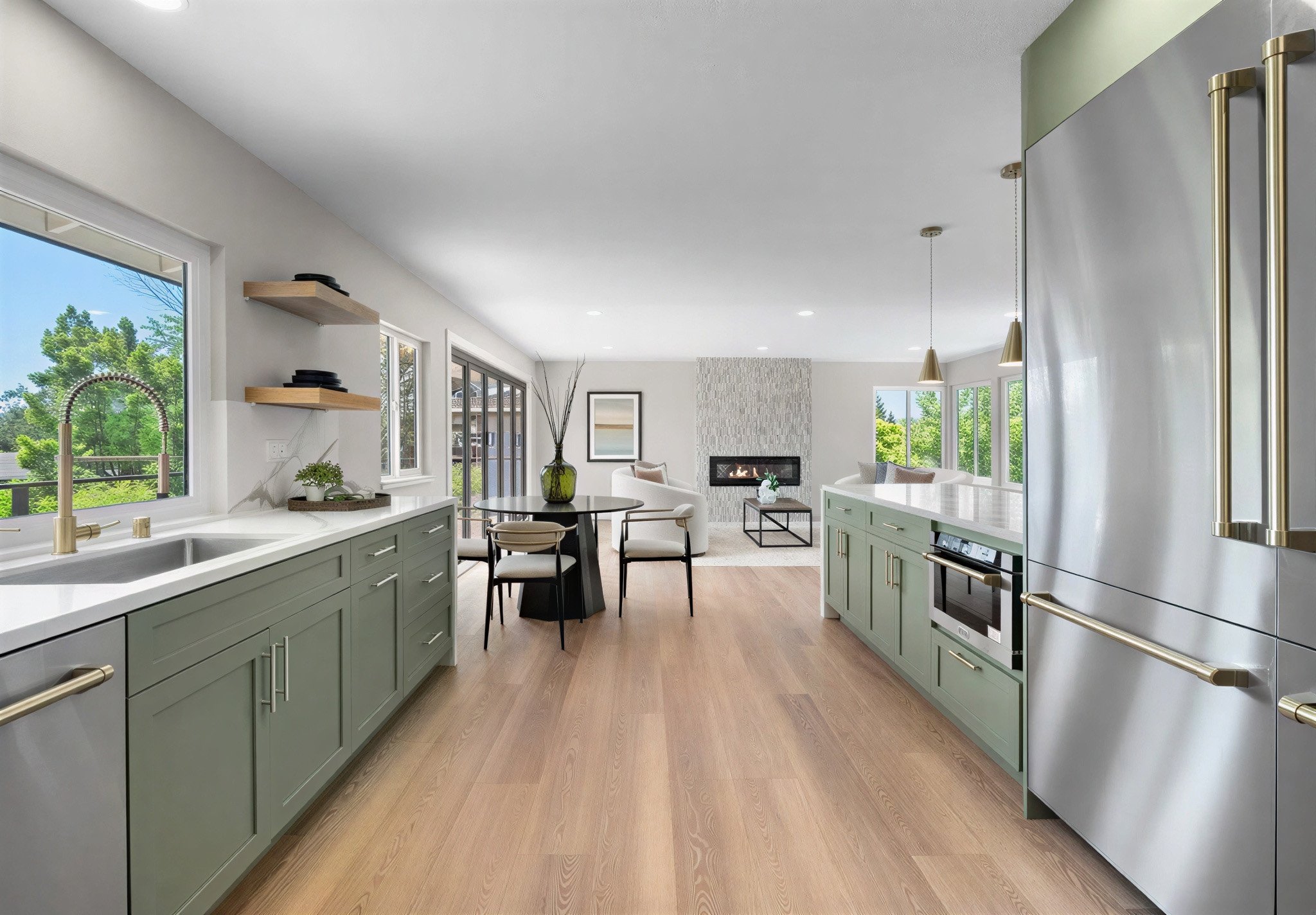 Beautiful Custom kitchen design with sage cabinets