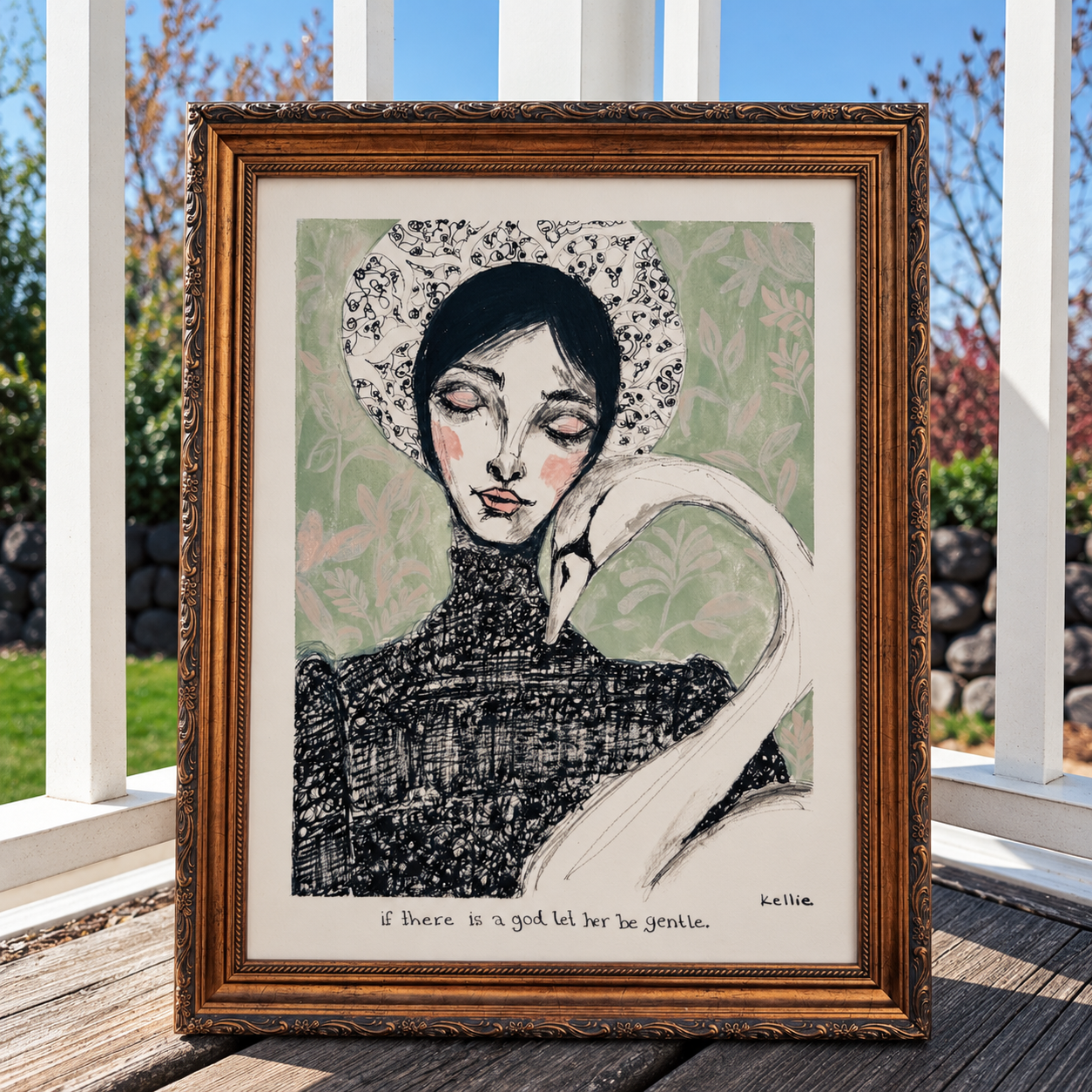 Framed Swan and Serene Portrait Outdoors.png
