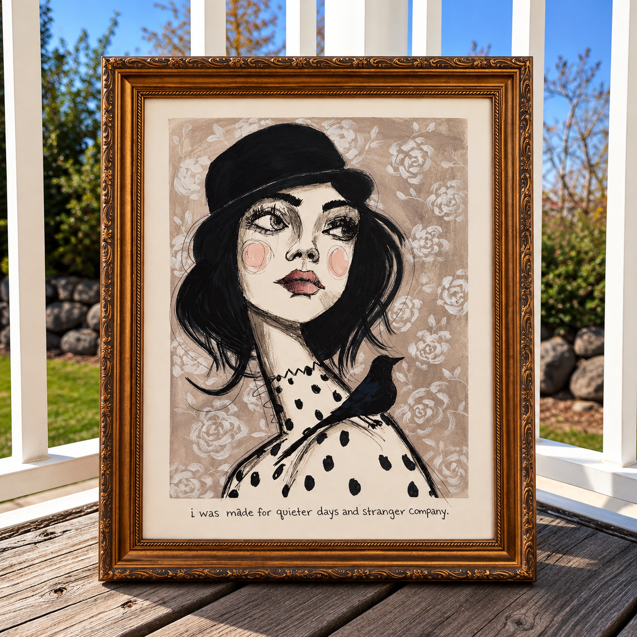 Ornate Framed Portrait on a Sunny Porch.png
