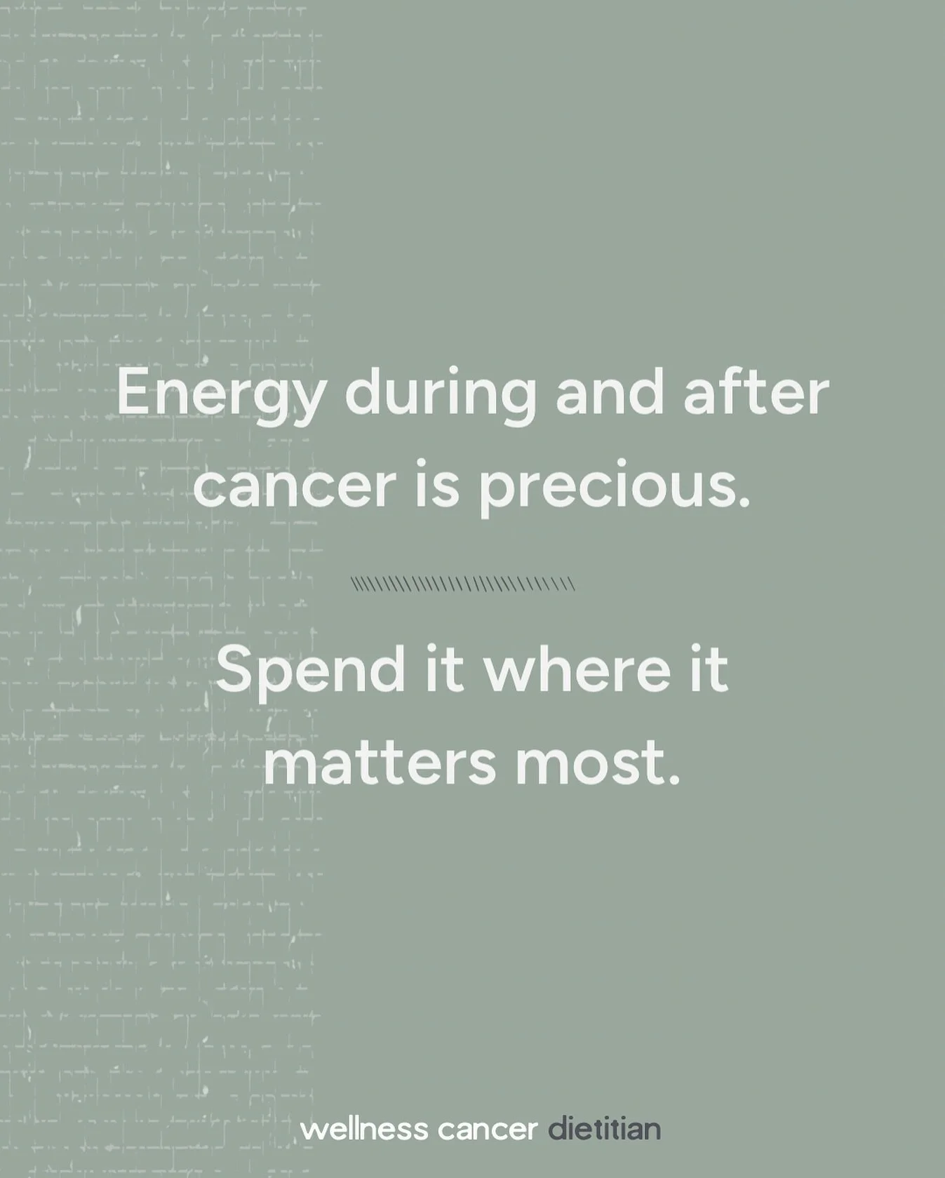 Cancer treatment (and recovery afterward) has a way of making energy feel like it runs through your fingers. 

One day you have it, the next day you don&rsquo;t.

That&rsquo;s not weakness. 
That&rsquo;s the reality of what your body is carrying.

✨ 