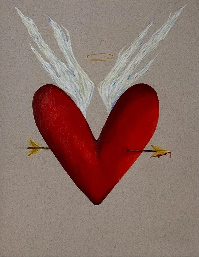 El Colmo de Cupido | 2024 | Lápiz de color en papel Canson | 11" x 8.5"