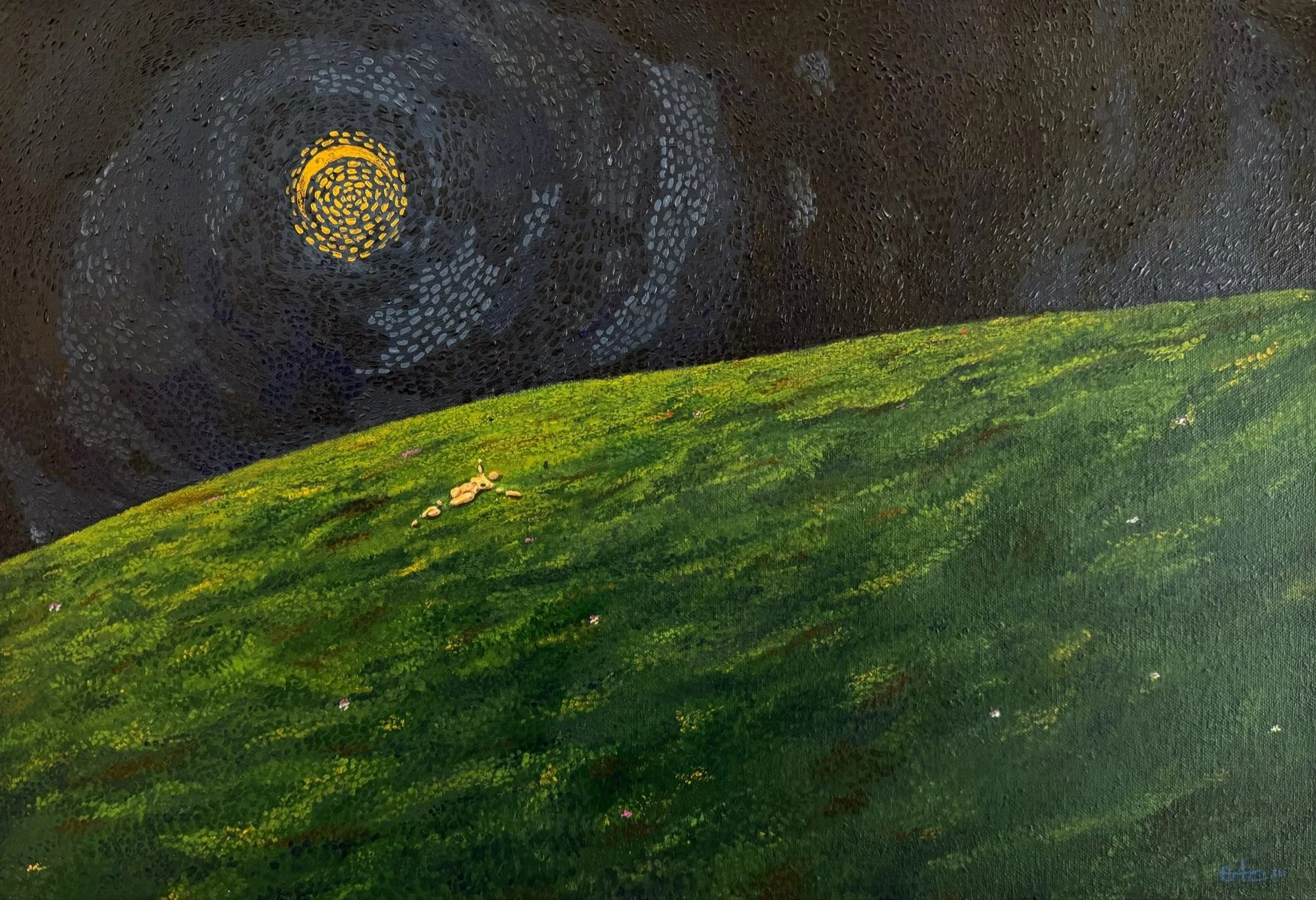 Entre la Noche y el Ser | 2026 | Acrílica sobre lienzo | 13" x 19"