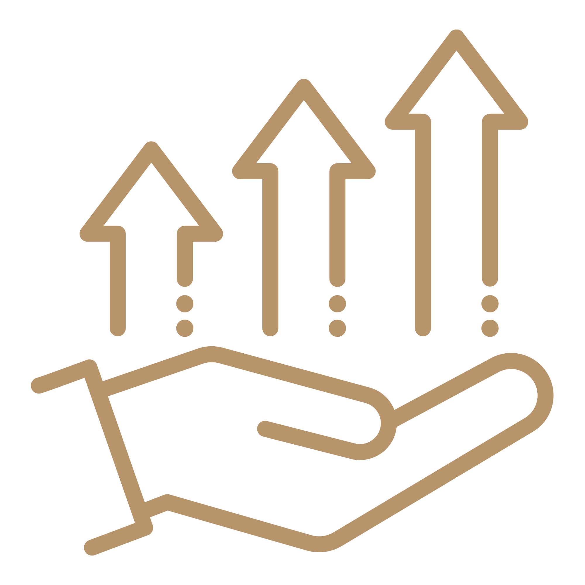 Hand with arrows showing growth