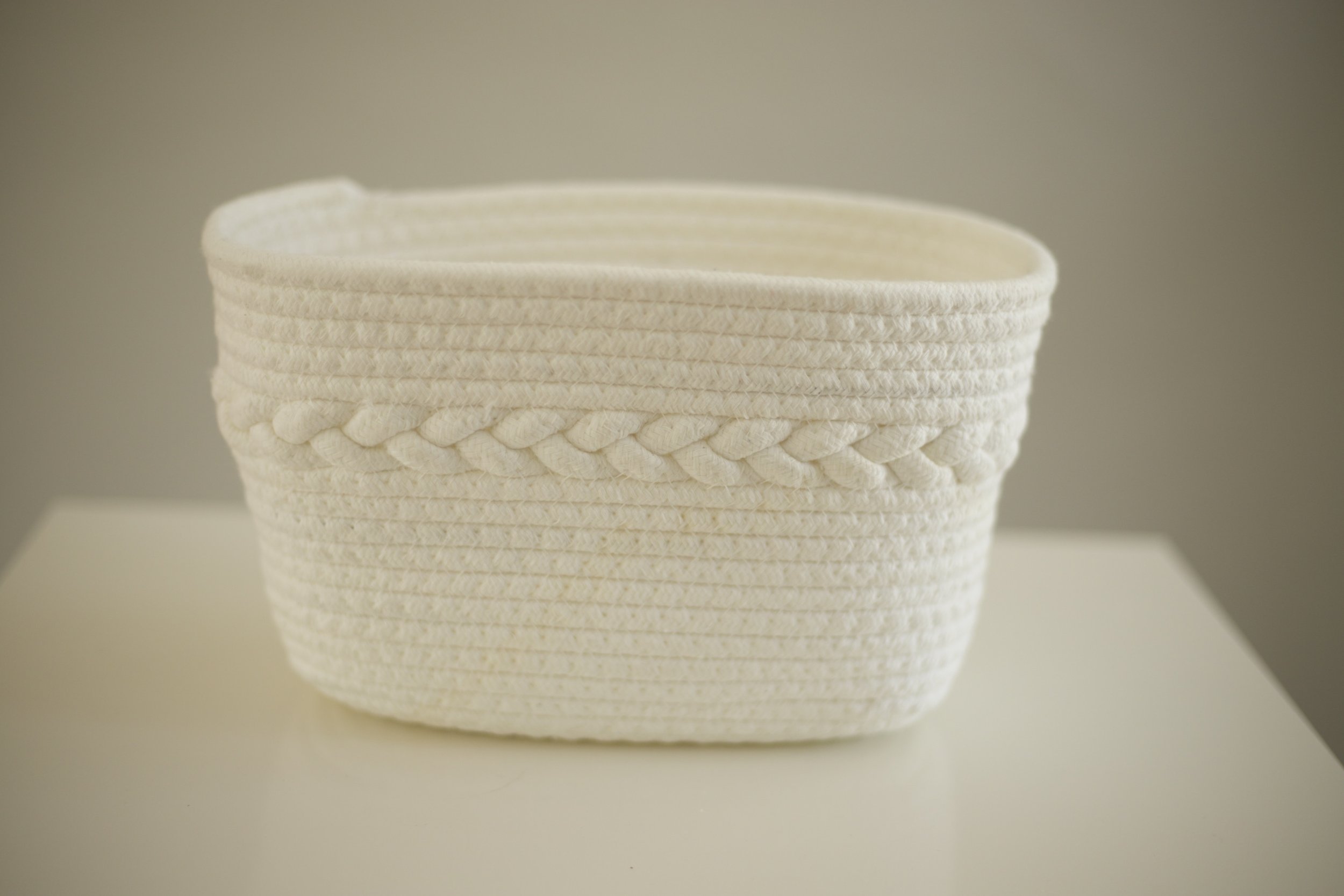 #6 | White Braided Basket | 10.5” x 6.5” x 6” | $8
