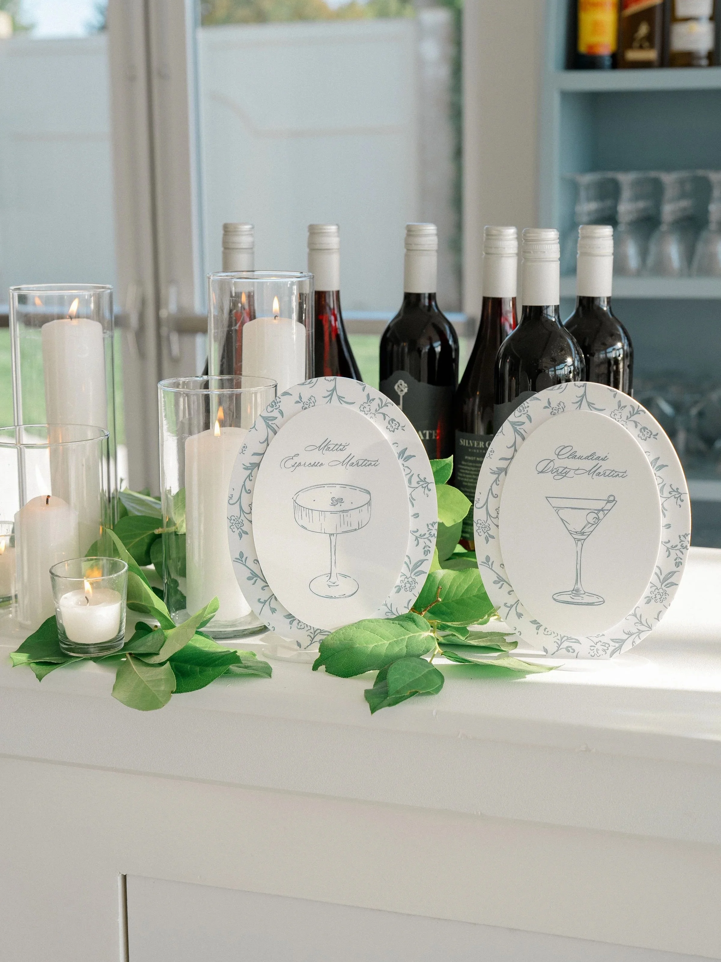 Blue Floral signature  drink sign wedding