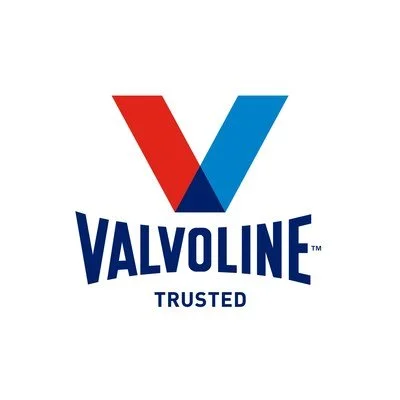 Logotipo de Valvoline con una 'V' roja y azul, y las palabras 'Valvoline Trusted' debajo.