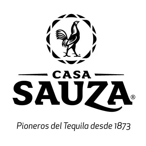 Logotipo de Casa Sauza con un gallo y la leyenda 'Pioneros del Tequila desde 1873'.