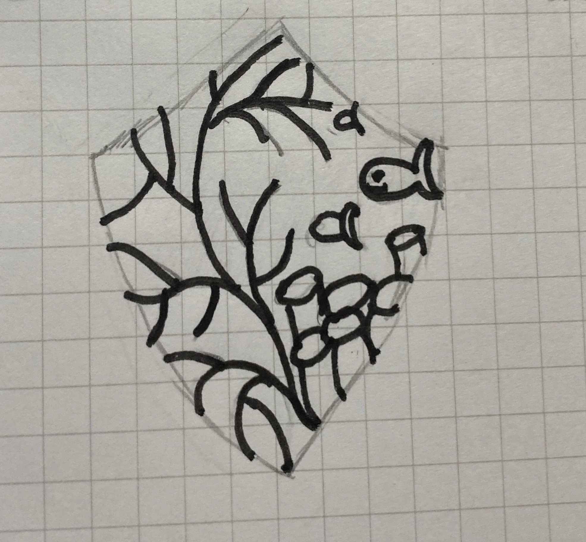 Coral Crusaders Sketch Refinement, introducing negative space.