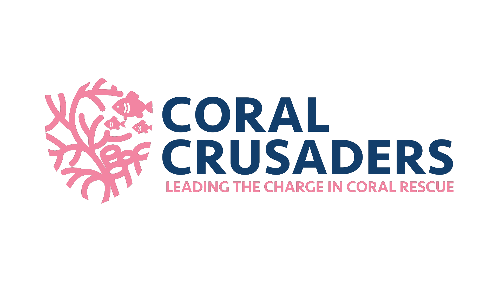 Coral Crusaders logo in pink and blue - inspired by coral reefs and conservation mission