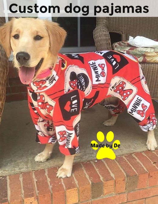 Golden Retriever wearing custom dog pajamas