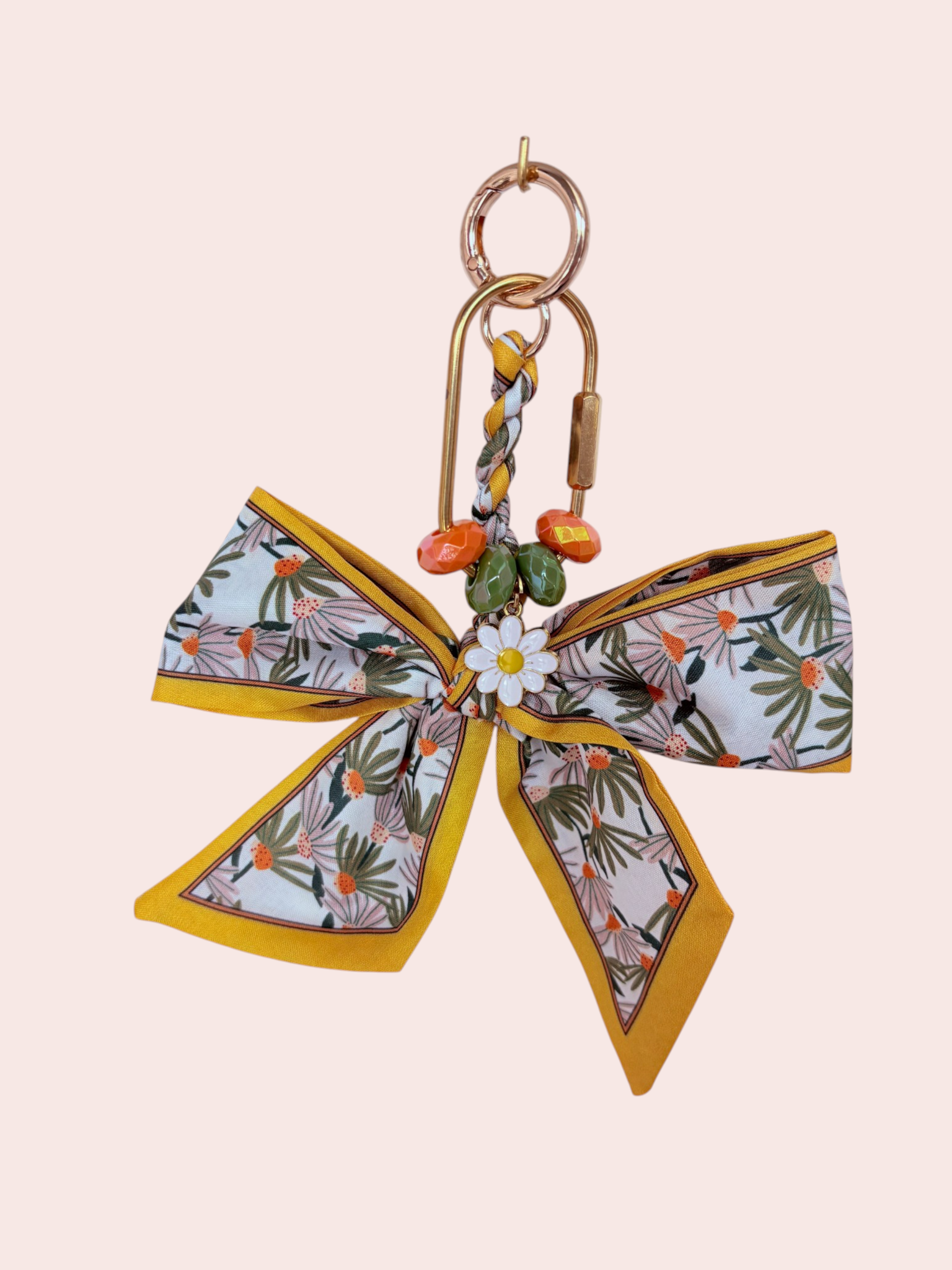 Golden Daisy Scarf Bow Bag Charm