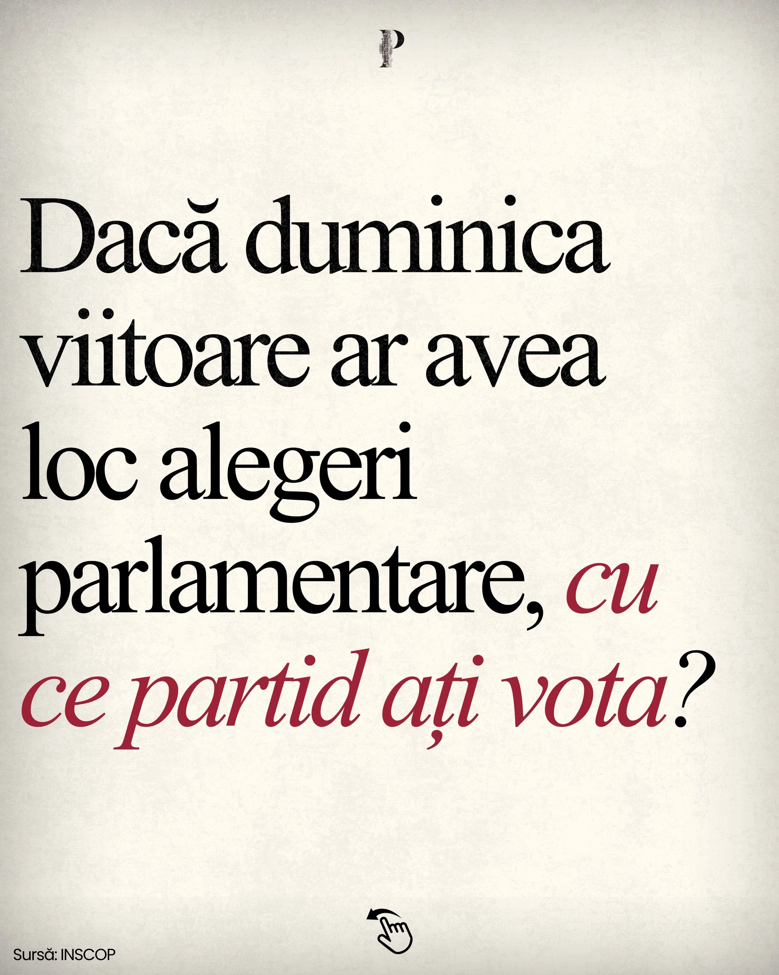 🗳️📊 Intenția de vot pentru alegerile parlamentare &mdash; Septembrie 2026

Metodologie: Interviuri telefonice (CATI) &icirc;ntre 1 și 7 septembrie 2026, pe un eșantion aleatoriu simplu de 1.100 de persoane de 18 ani și peste, reprezentativ pe gen, 