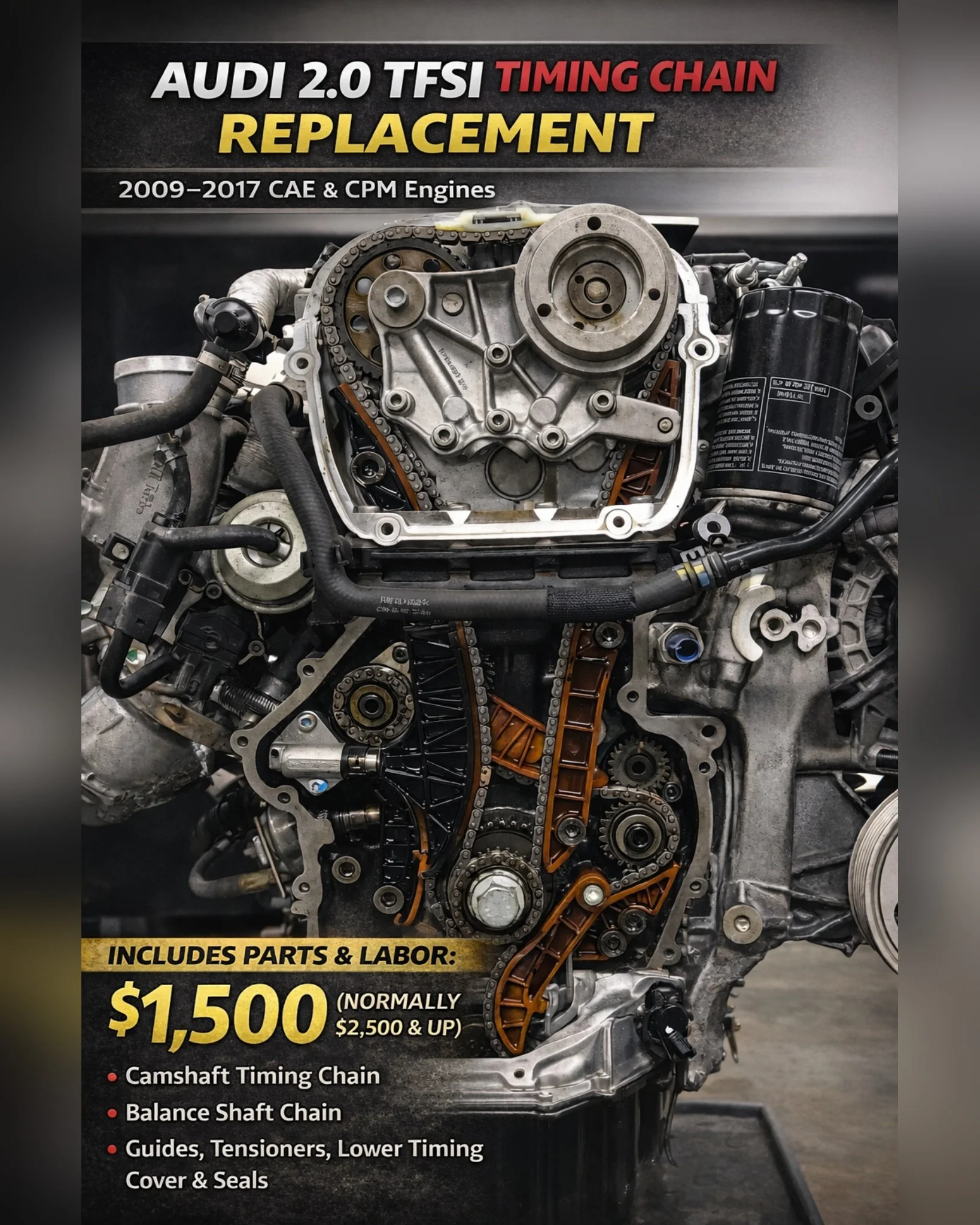 Save on essential Audi maintenance while giving your vehicle the specialized care it deserves. Visit QuattroCare.com for more info. Valid through March 31, 2026.

✅Transparent pricing
✅No pressure
✅Quality you can trust