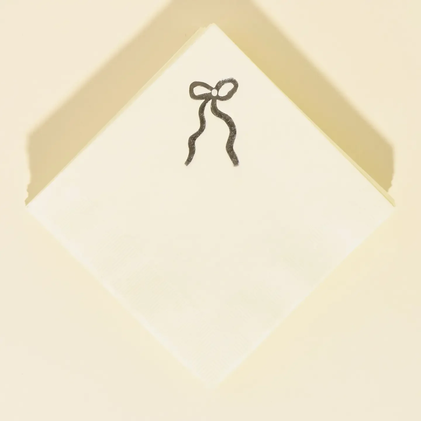 Coquette Bow Cocktail Napkins (Silver on Cream)
