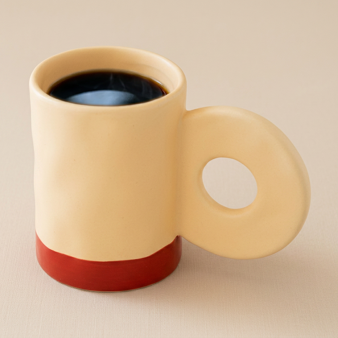 Beige Donut Handle Mug