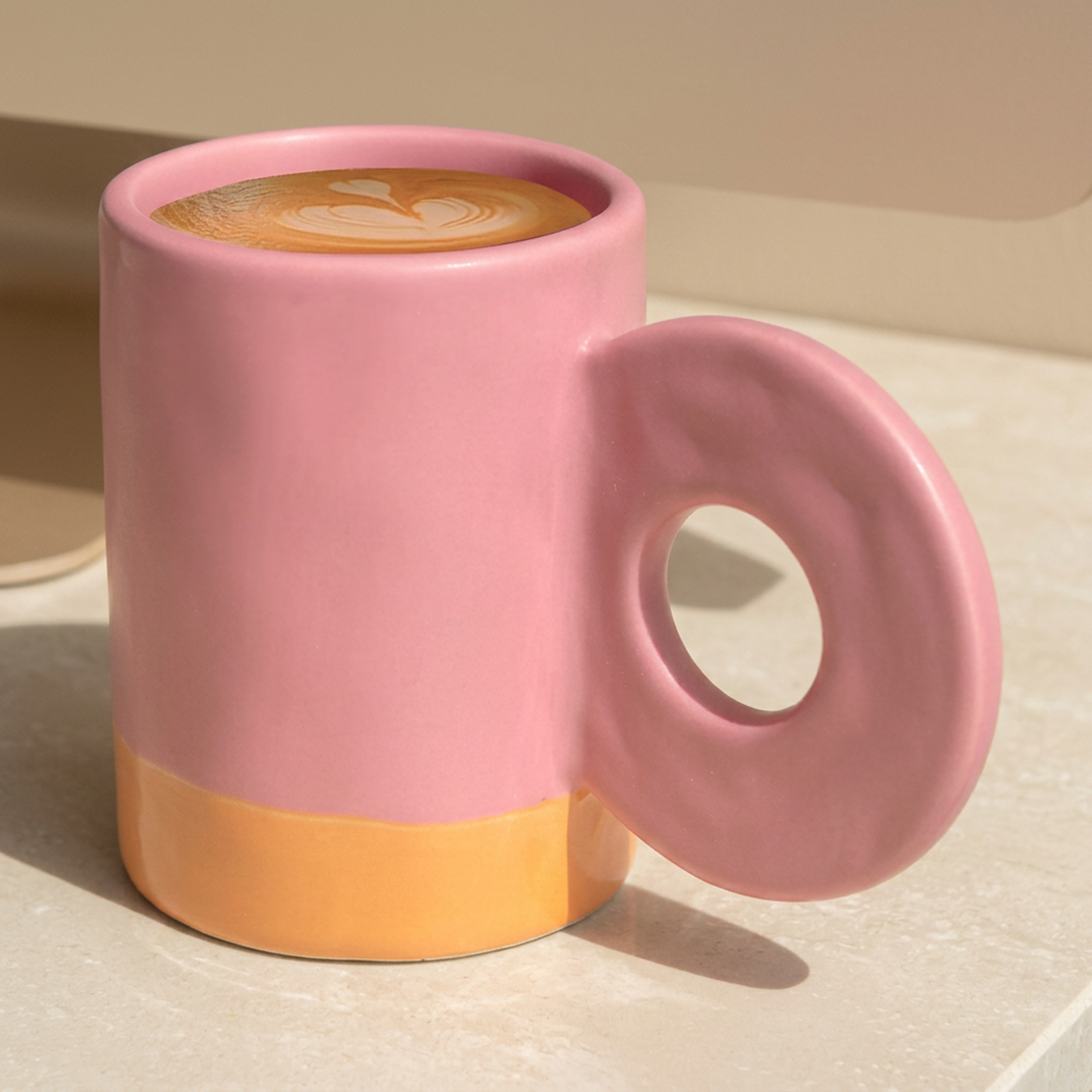 Pink Donut Handle Mug