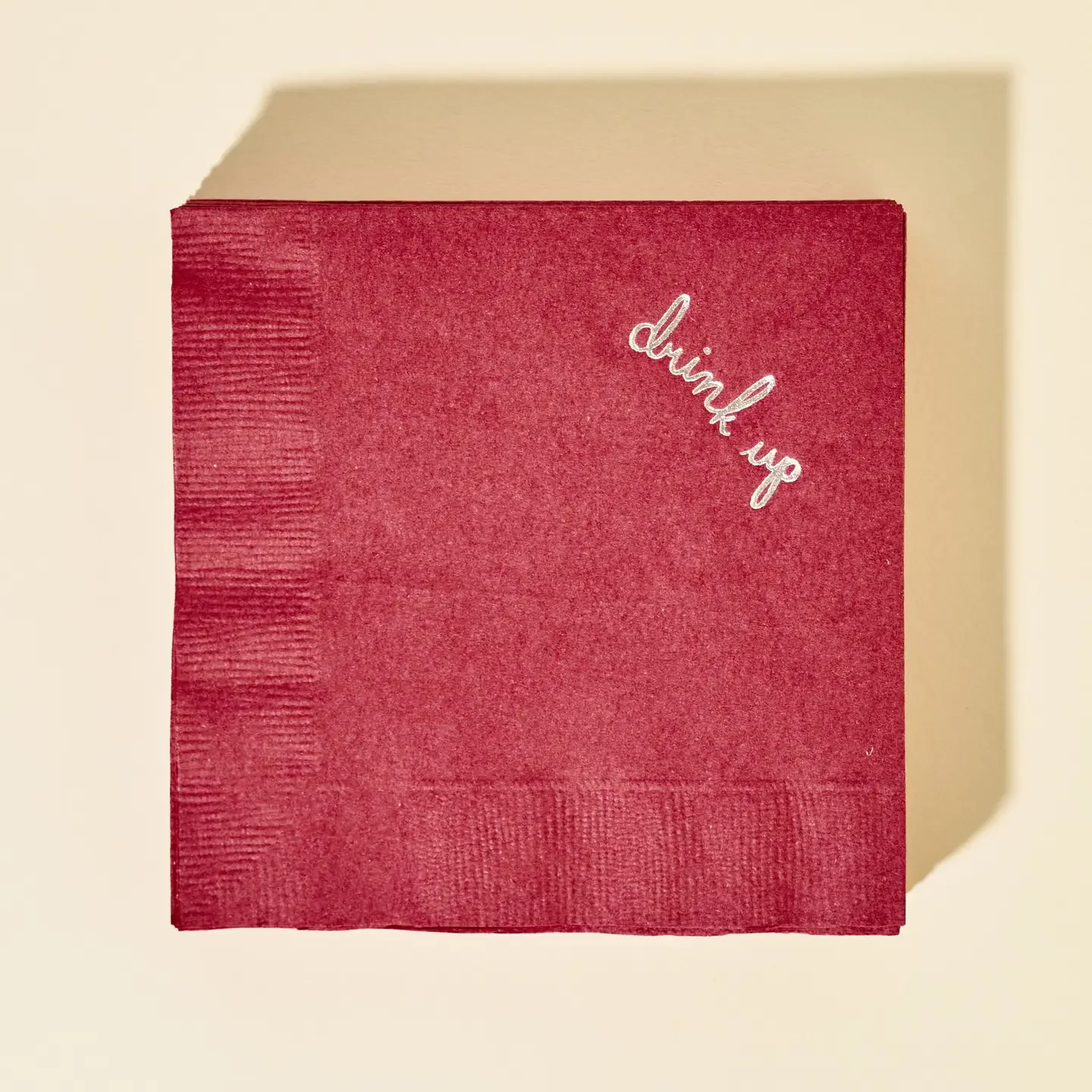 Burgundy "Drink Up" Cocktail Napkins