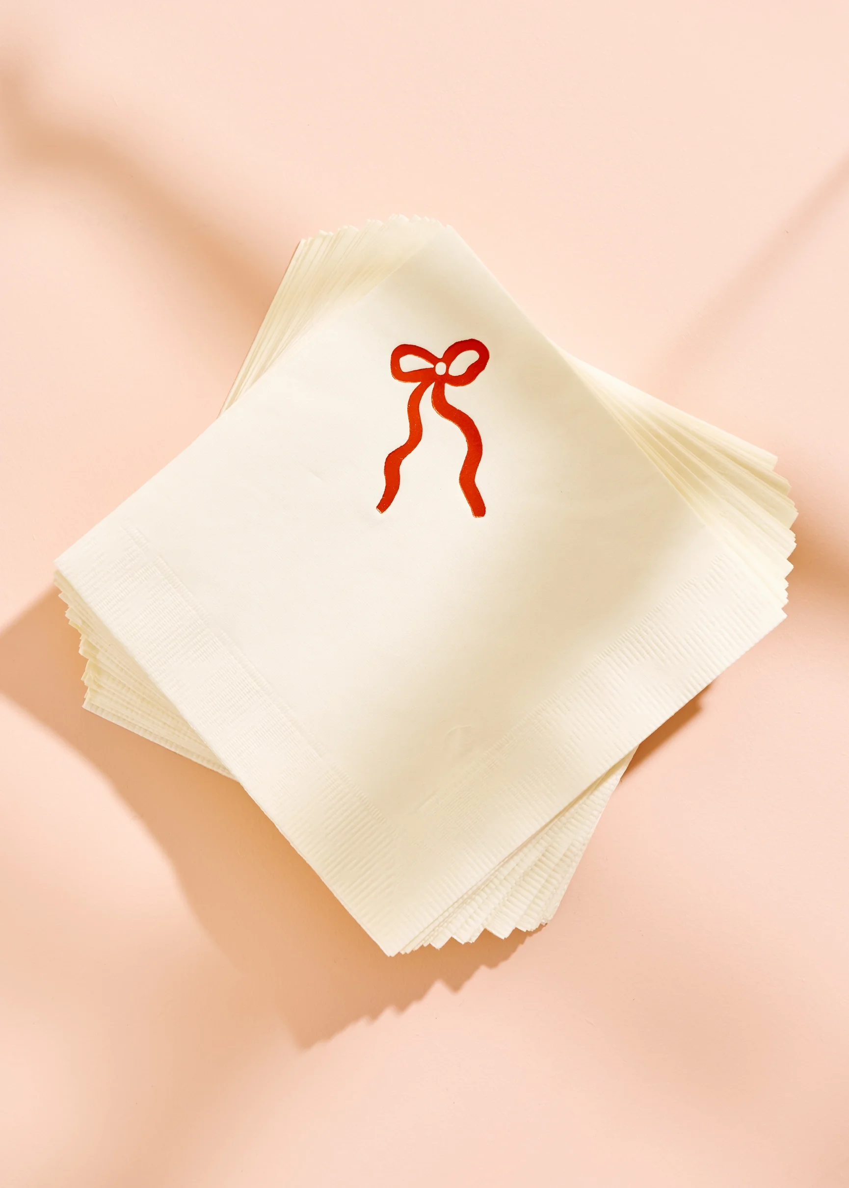 Coquette Bow Cocktail Napkins (Red on Cream)