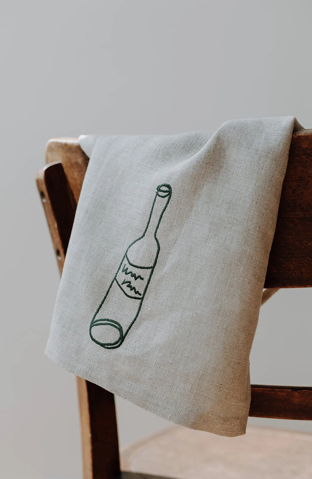 Wine Bottle Embroidered Cloth Napkin