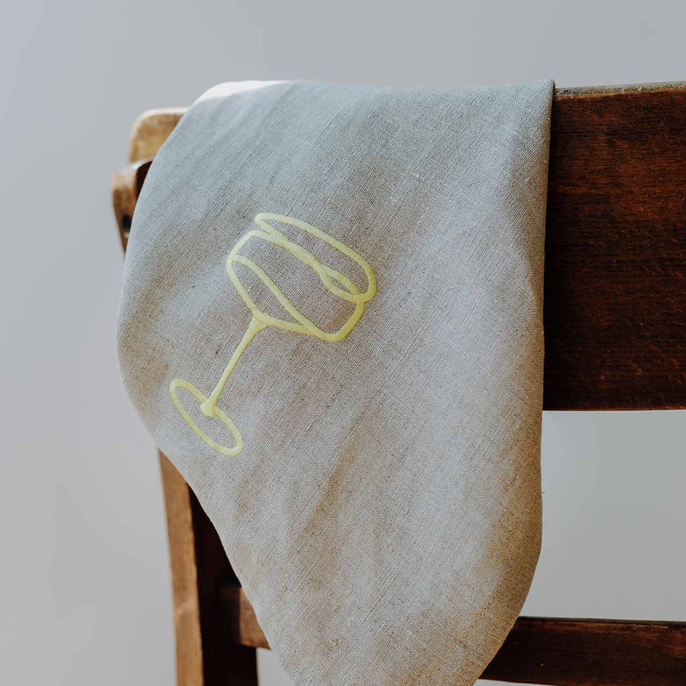 Sparkling Wine Embroidered  Cloth Napkin