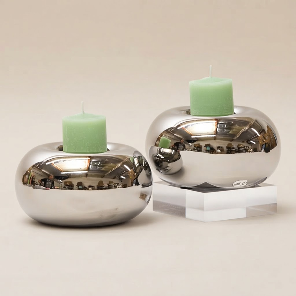 Mirrored Donut Candle Holders (Set of 2)