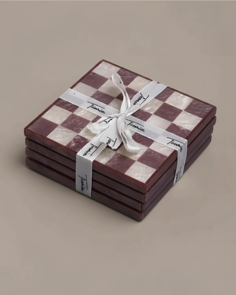Check Pattern Resin Coaster Set