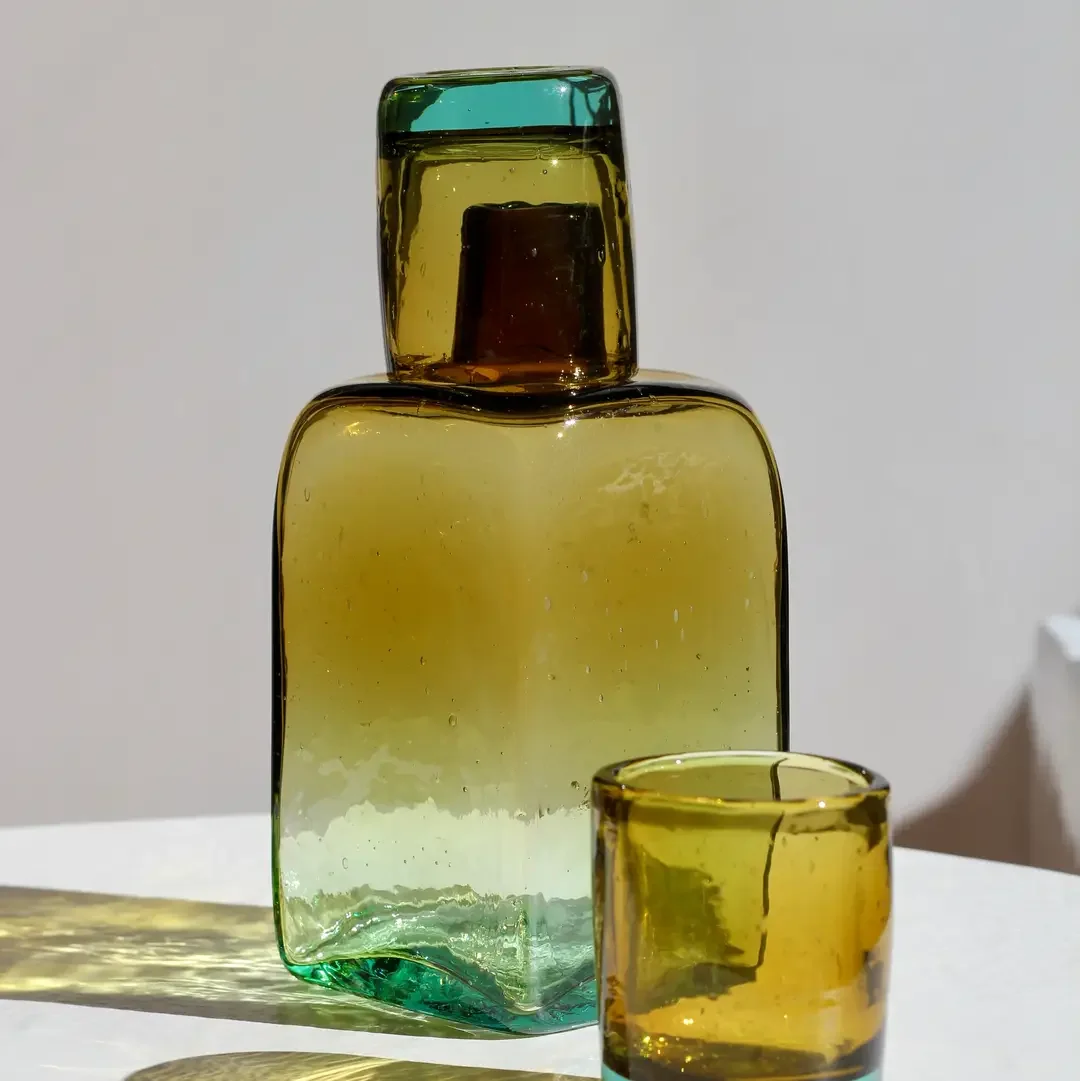 Handblown Glass Bedside Carafe & Tumblers