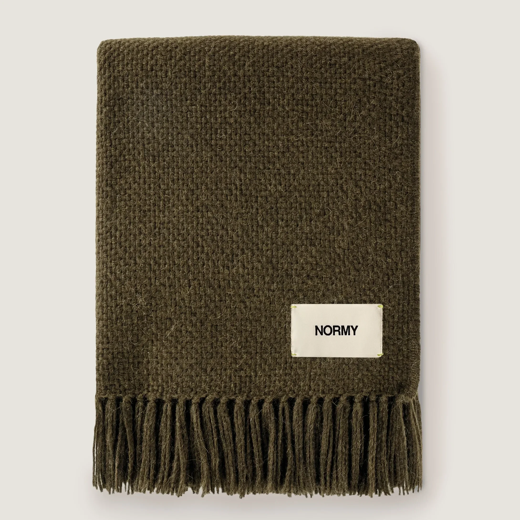 Alpaca Wool Blanket in Olive