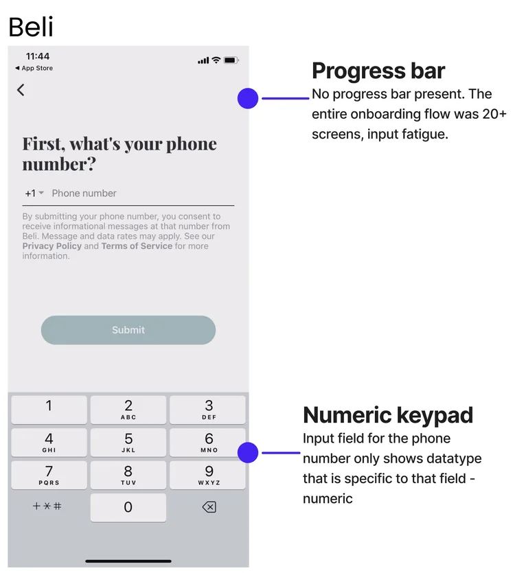 Beli app onboarding example