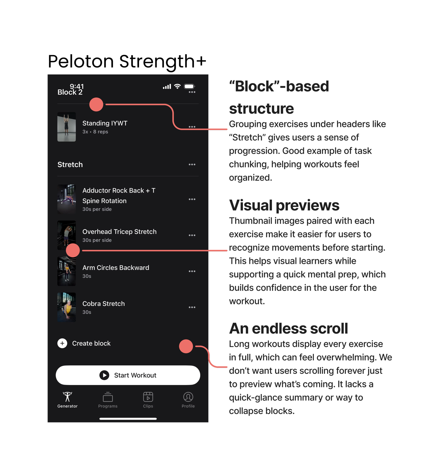 PelotonStrength+ app benchmark example