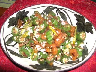 Okra and red pumpkin saute (my mom's recipe)