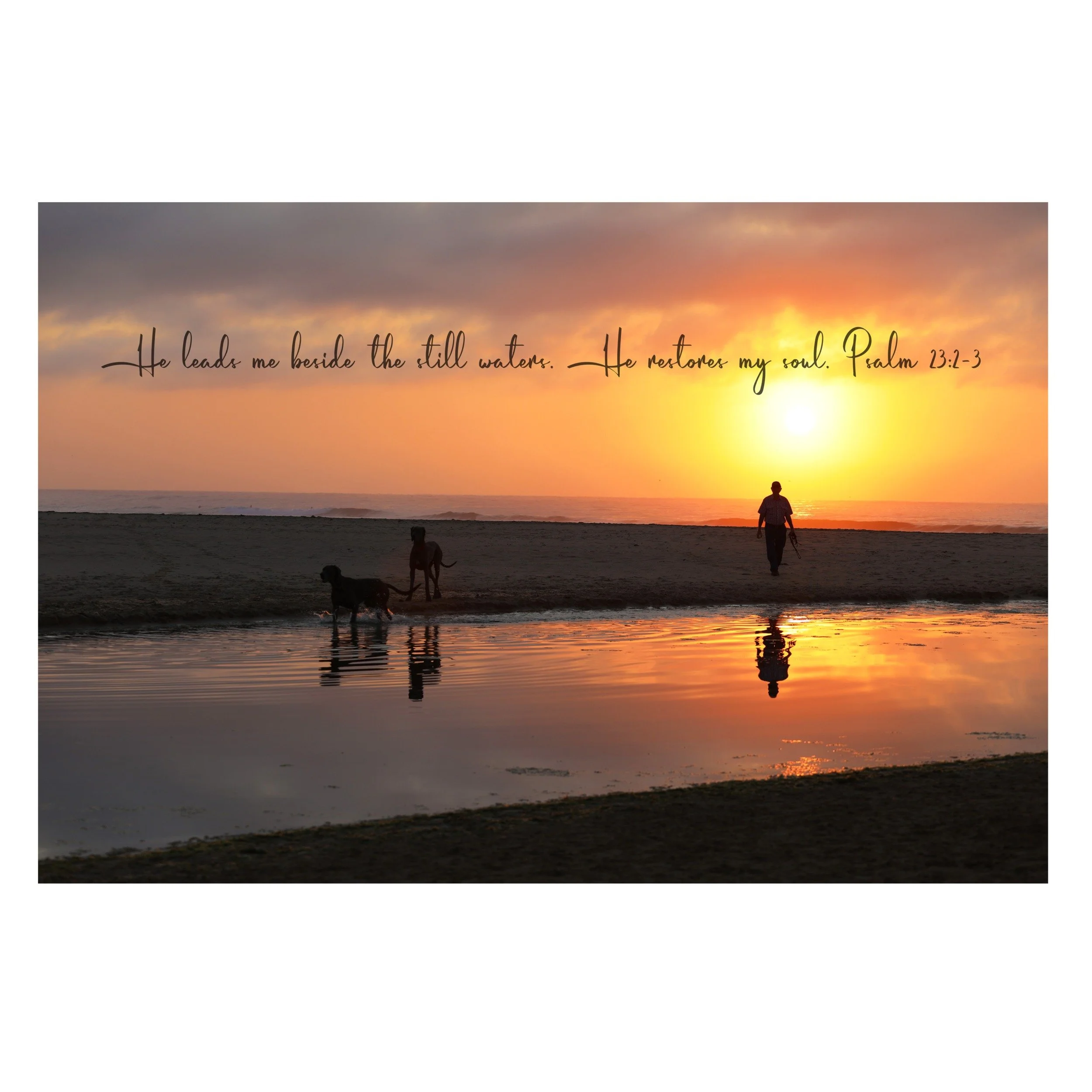 Psalm 23:2-3 Still Waters Matted Print