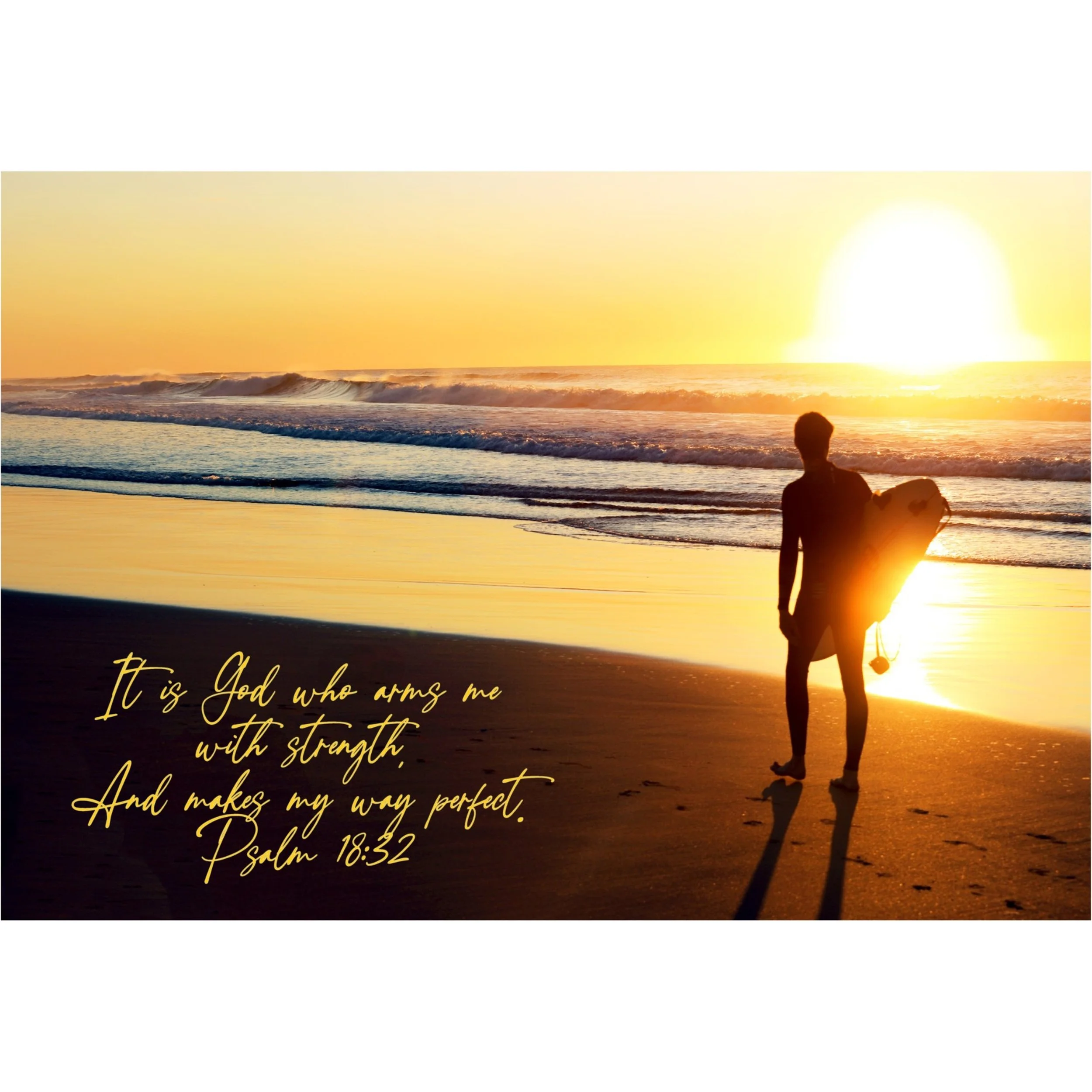 Psalm 18:32 God Arms Me Matted Print