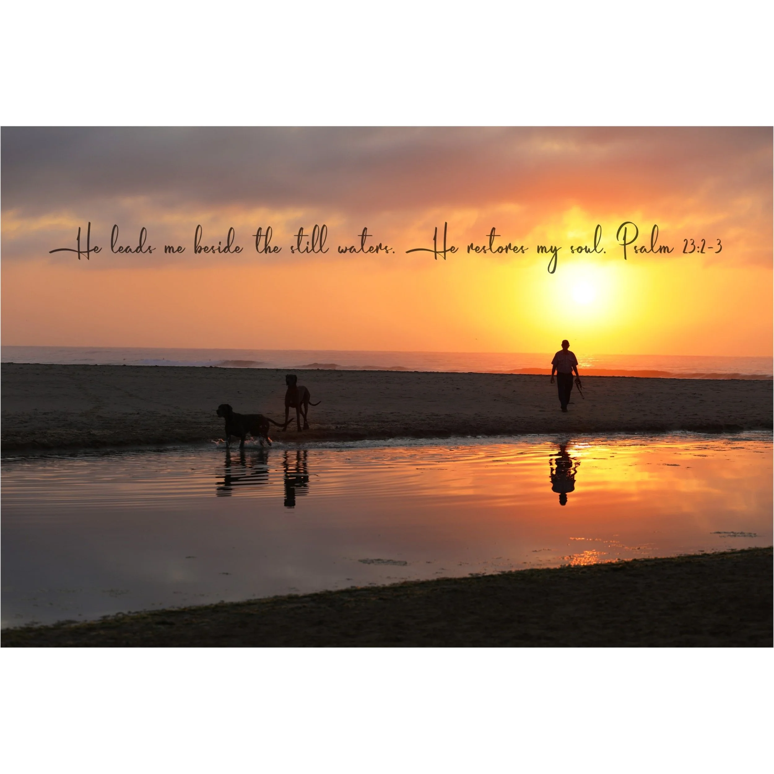 Psalm 23:2-3 Still Waters Matted Print