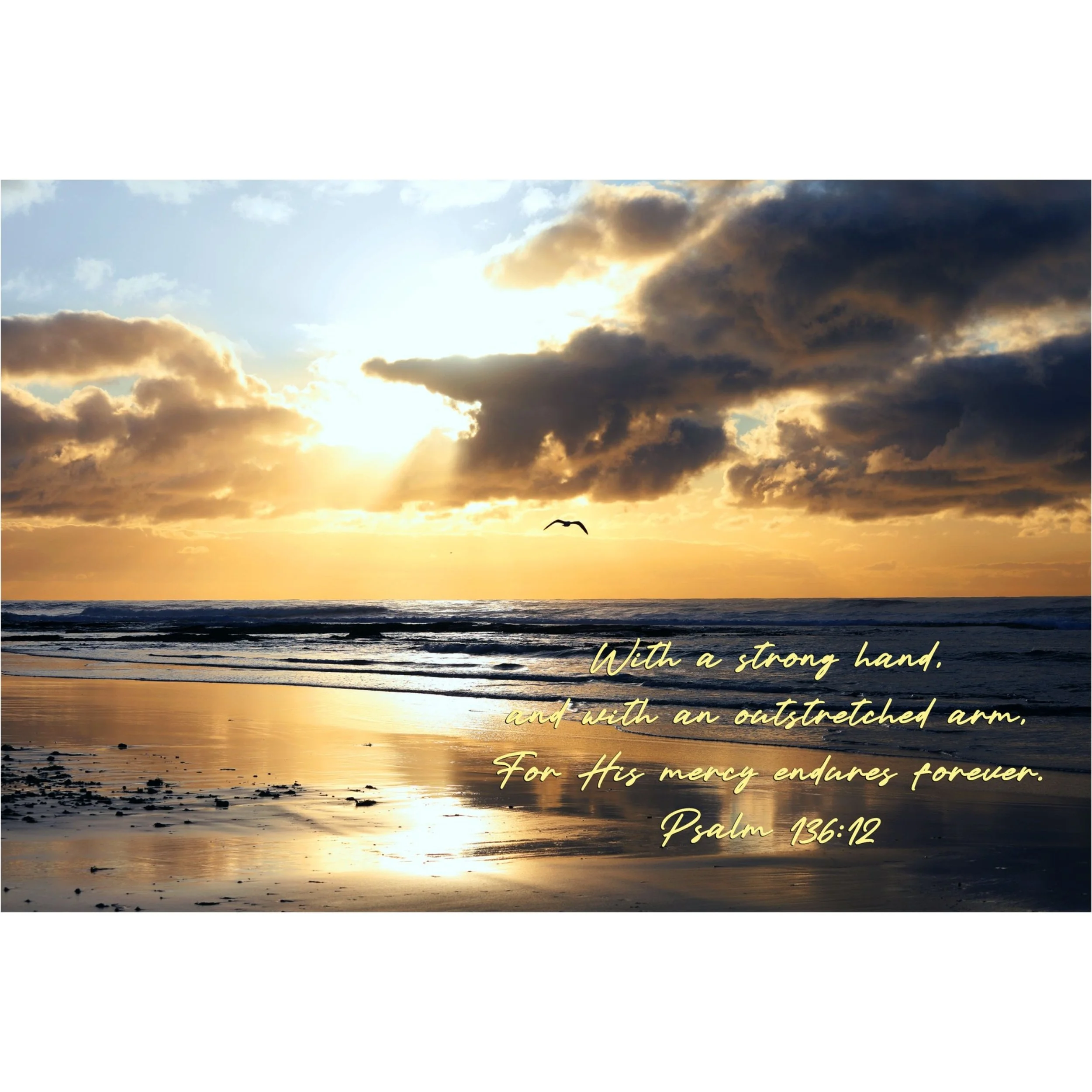 Psalm 136:12 Hand Of God Matted Print