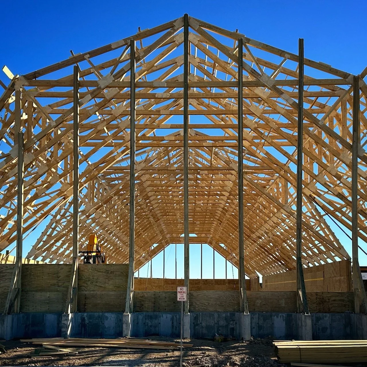 Large Department of Transportation building in Aurora, Colorado constructed with custom-engineered roof trusses