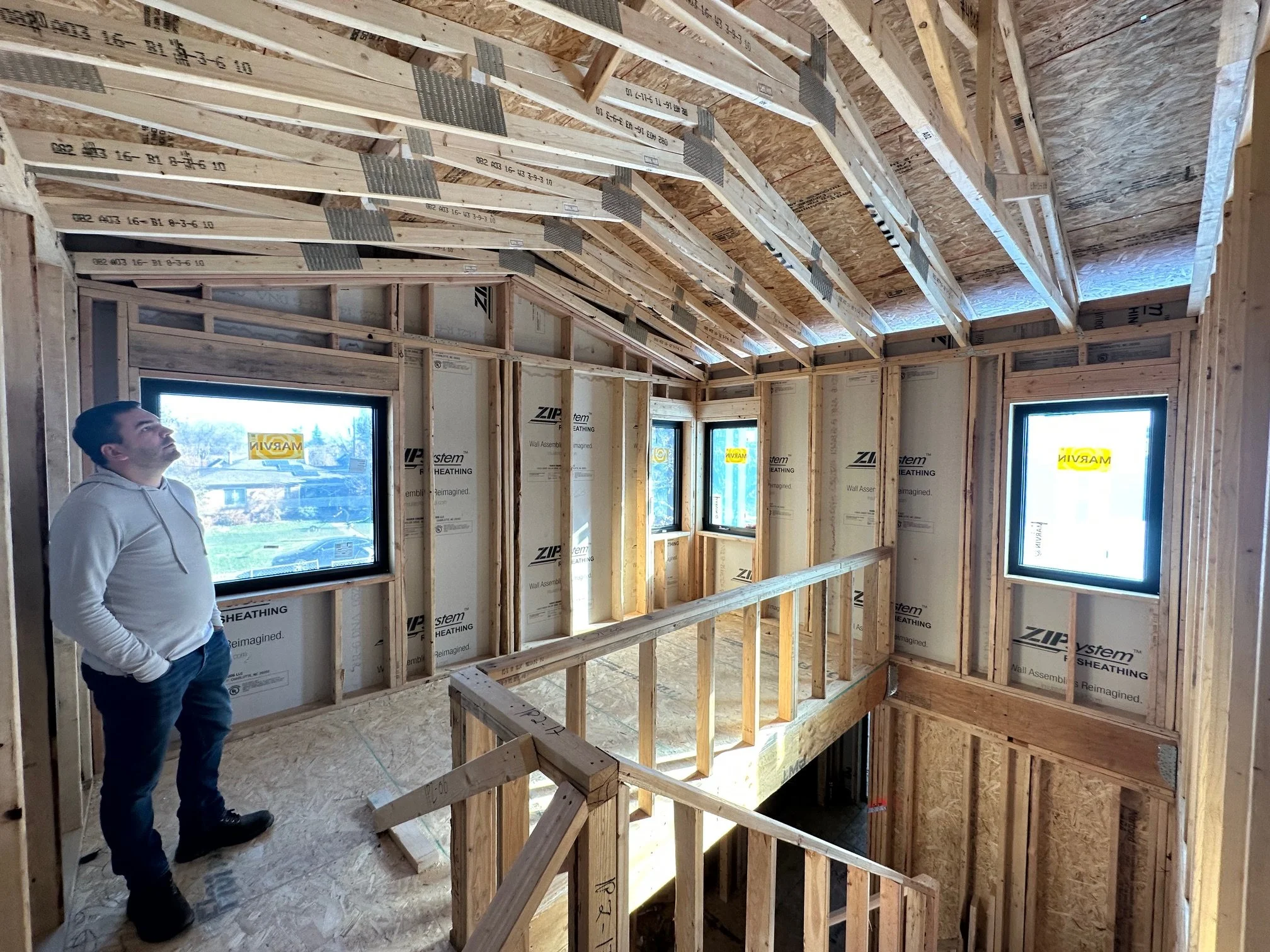 Prefabricated home in Denver Colorado, with wall panels and trusses.