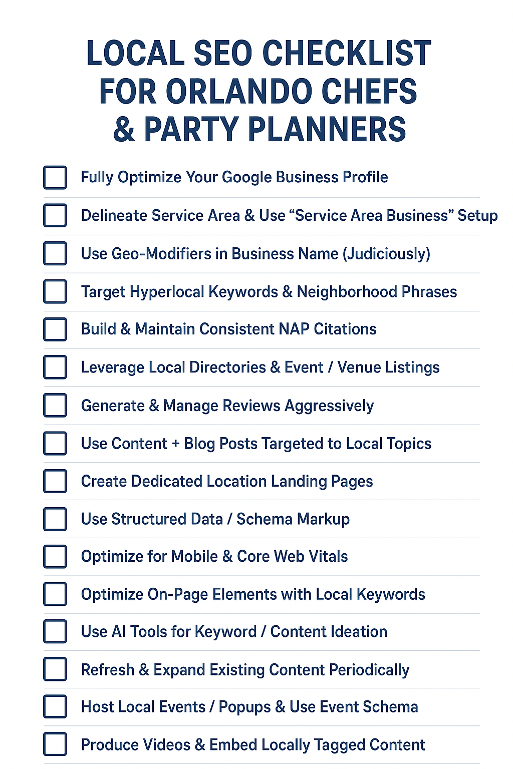 How Party Planners & Private Chefs in Orlando Can Dominate Local Search