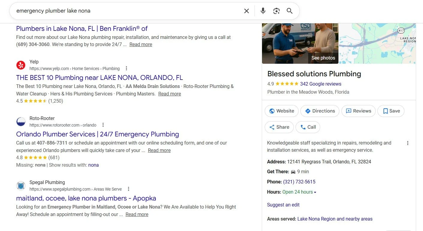 local seo lake nona for plumbers