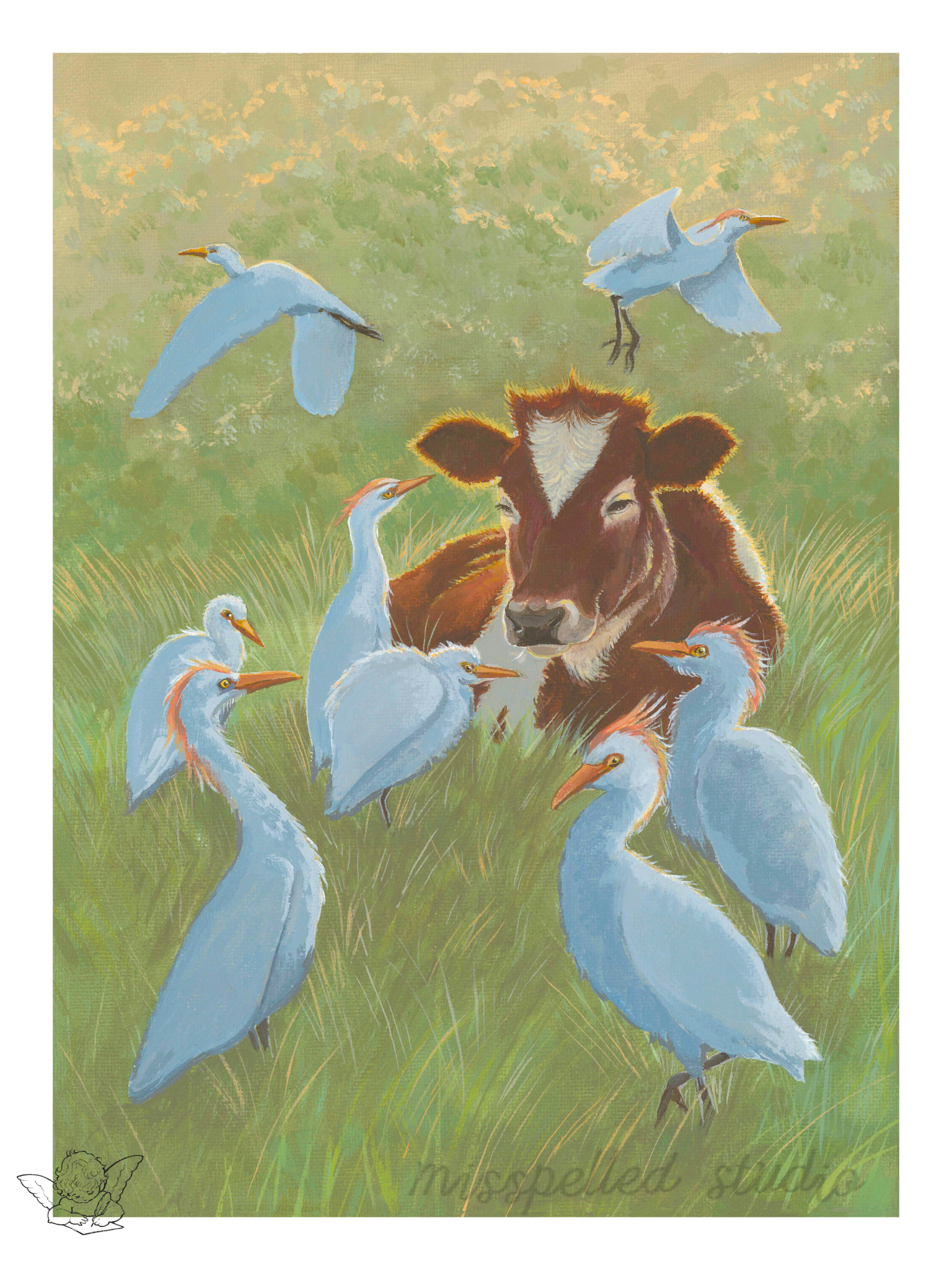Eight Maids-a-Milking: Cattle Egret, 2024
Acrylic on canvas