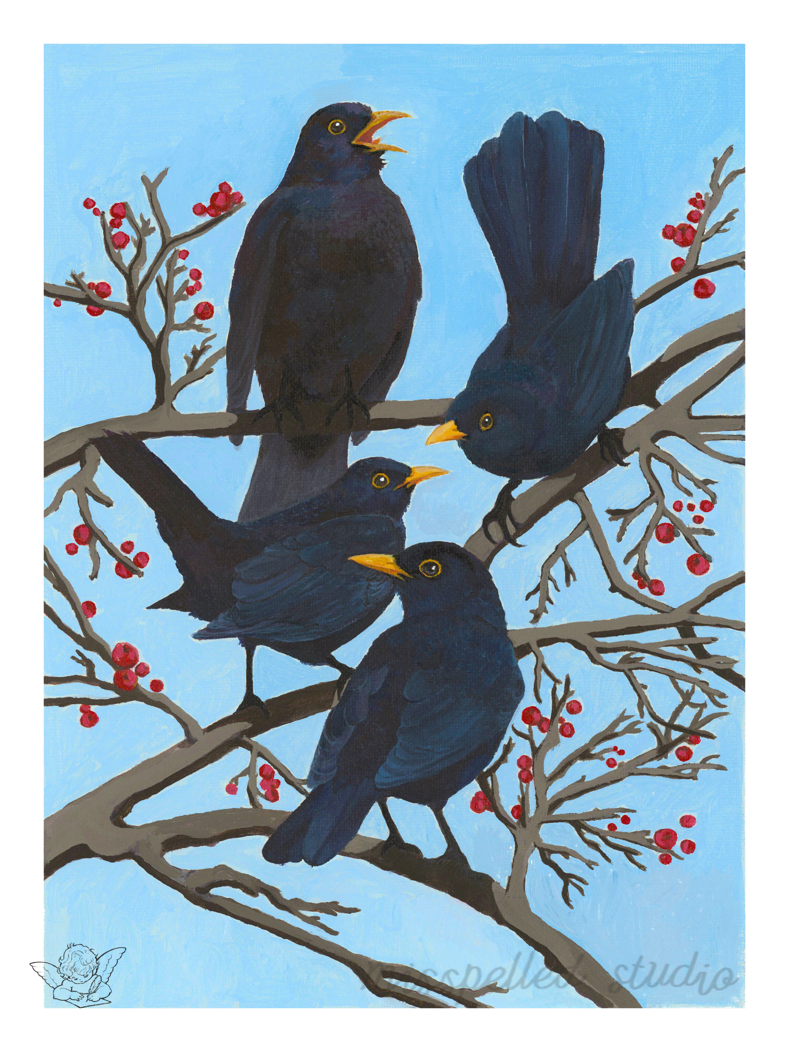 Four Calling Birds: Blackbirds, 2024
Acrylic on canvas