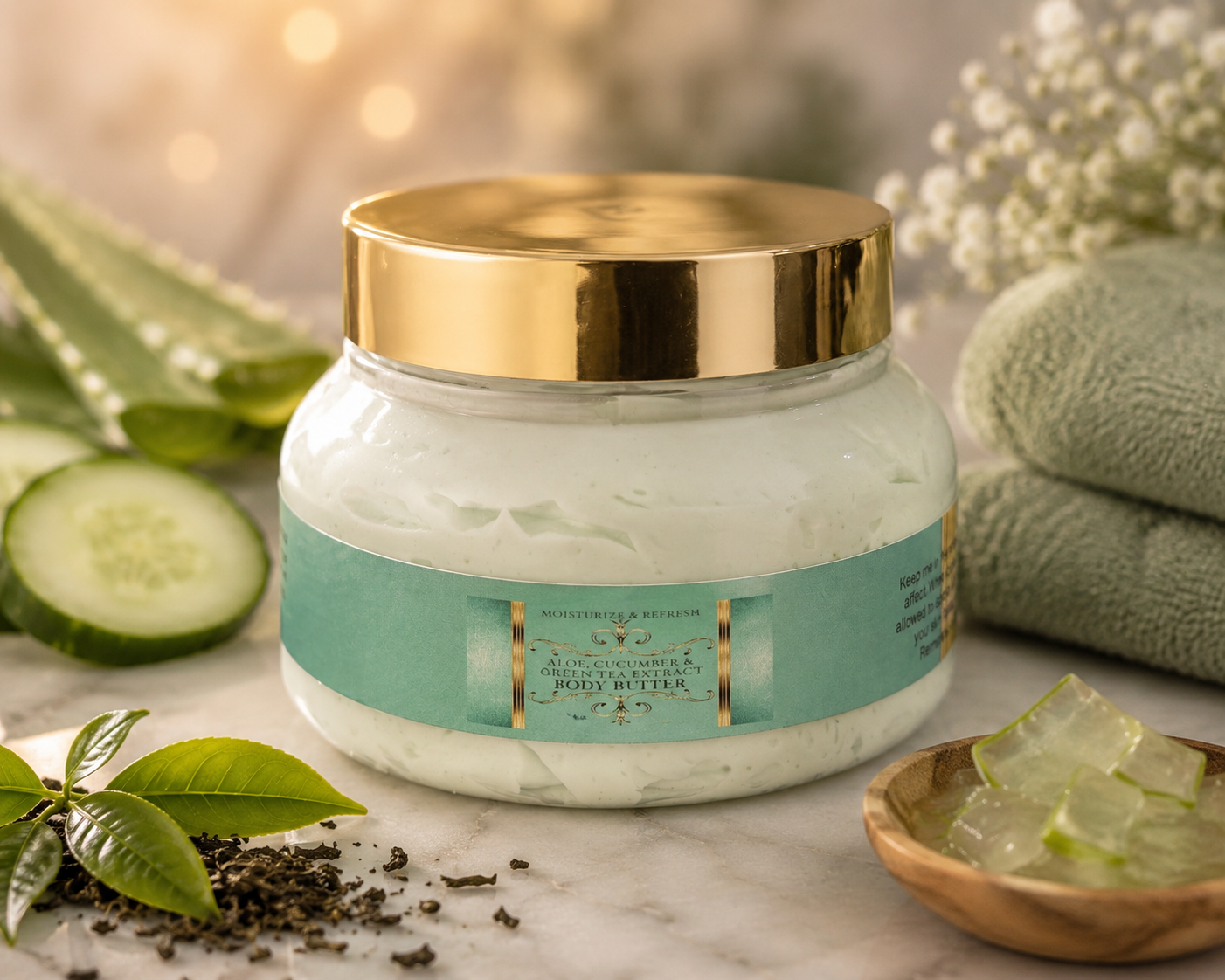 Post-Sun Skin Soothing  Aloe, Cucumber & Green Tea  Body Butter