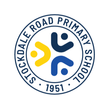 Logo of Stockdale Road Primary School with text and graphic elements.